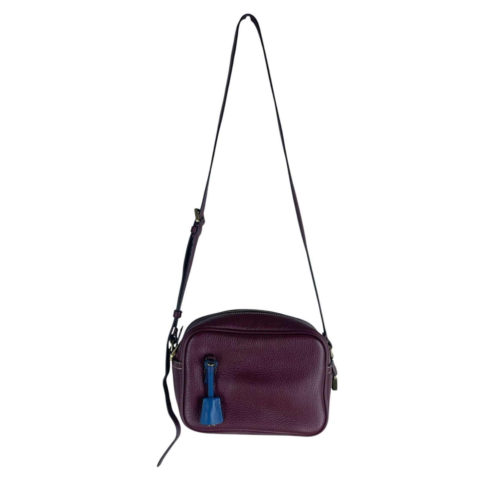 J. Crew Signet Pebble Leather Crossbody Camera Bag Burgundy Red Women
