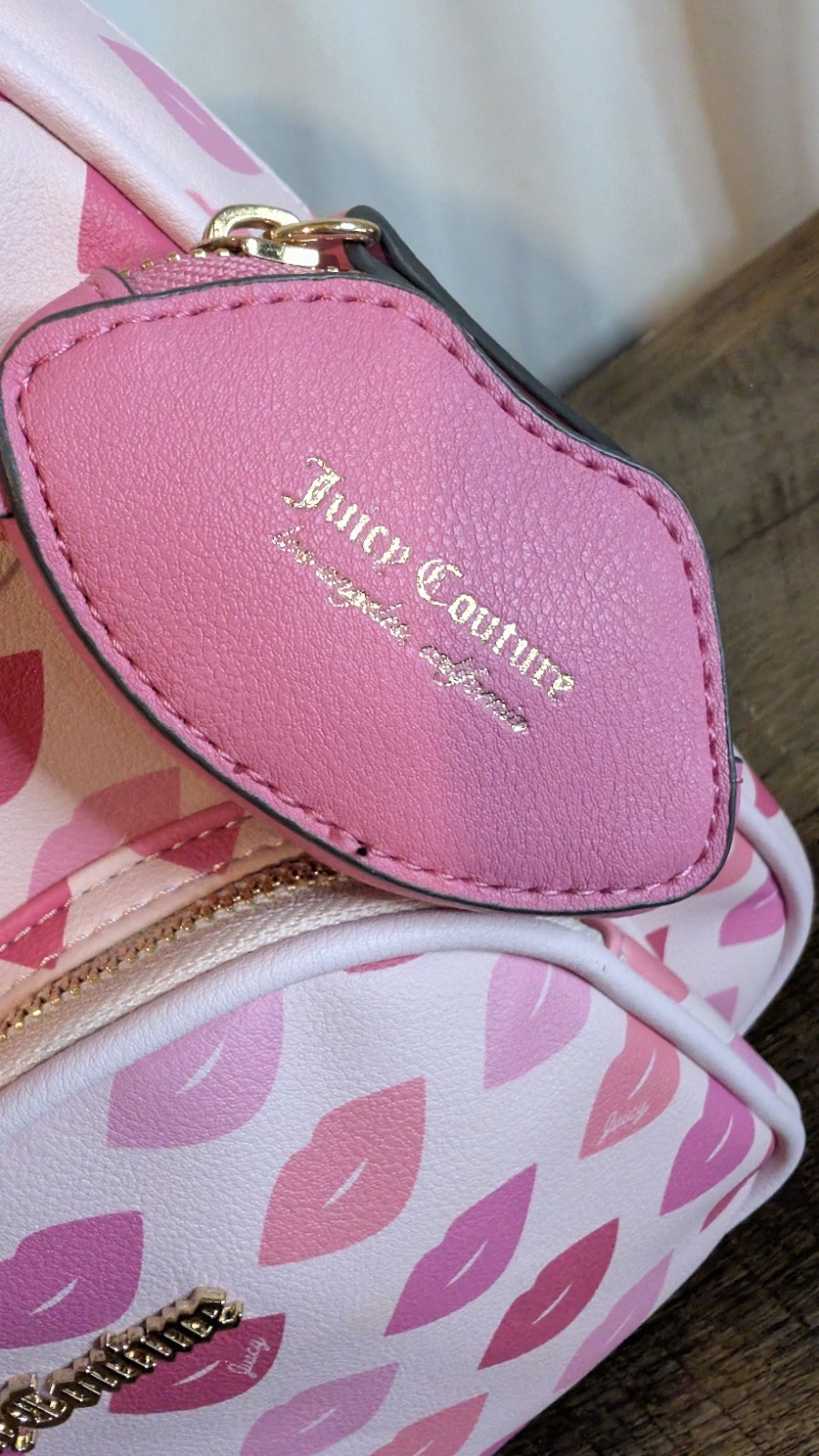 Juicy Couture Sealed With A Kiss Backpack Light Pink With Lips NWT!