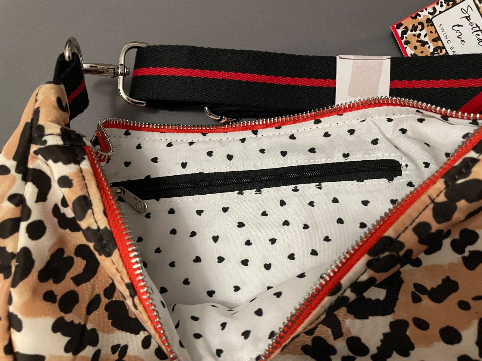 SPOTTED LEOPARD LOVE SWING BAG BY BRIGHTON Adjust Strap/Zipper Pocket – NWT!