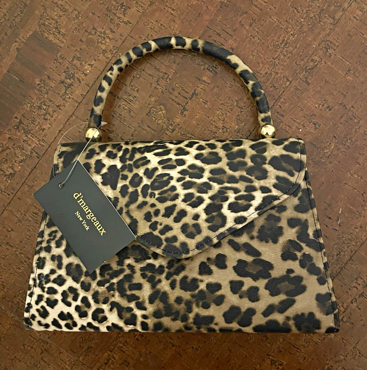 d’margeaux Leopard Animal Print Top Handle Bag Magnetic Closure Lined Pockets