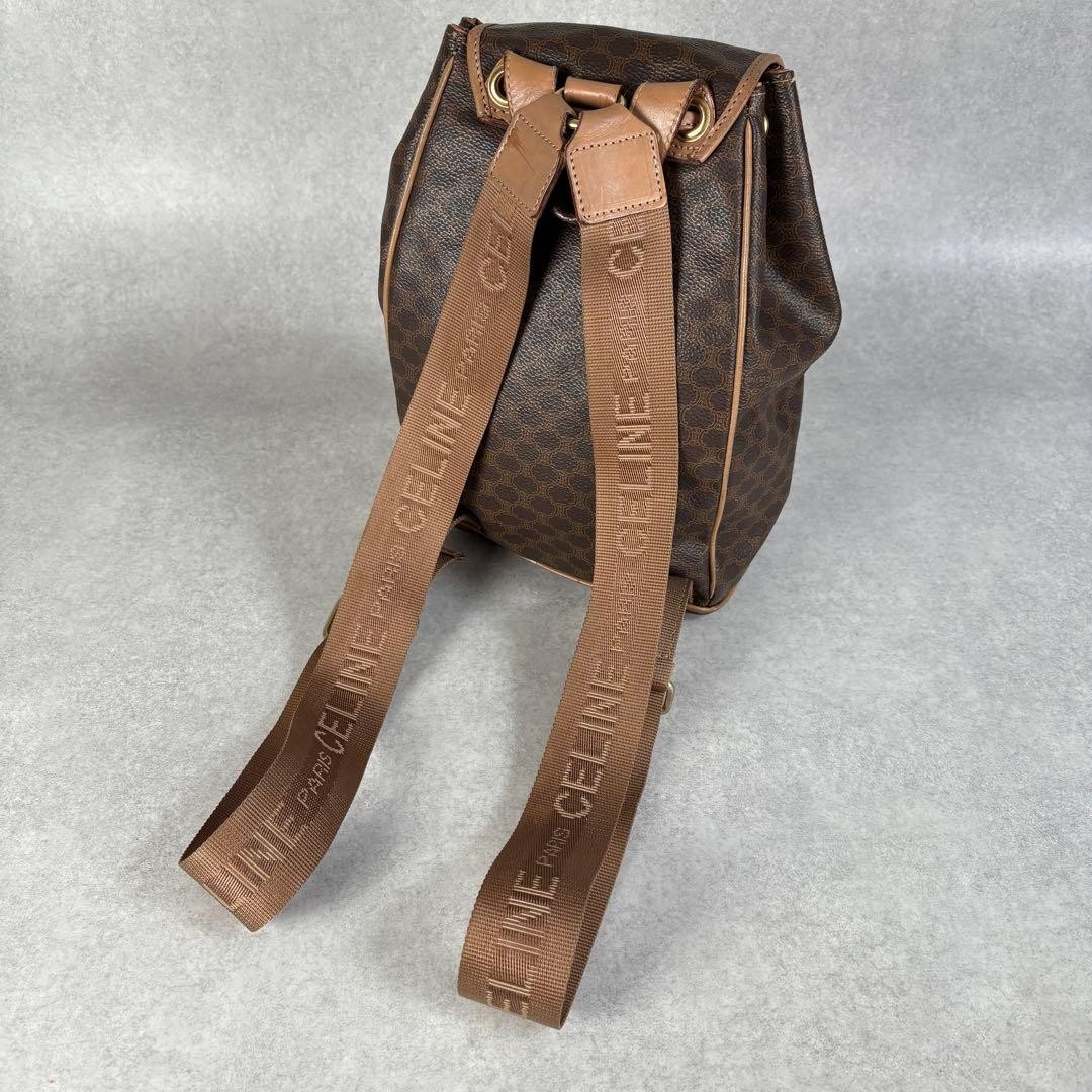 CELINE Macadam Trionf Vintage Brown PVC Leather Backpack Authentic