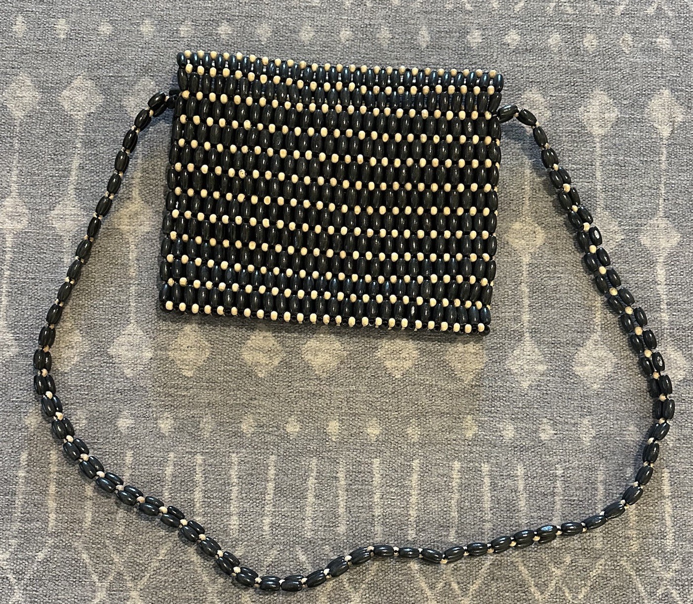 Sigrid Olsen Black Wood Beaded Women’s Crossbody Bag Spring, Summer, Handcrafted