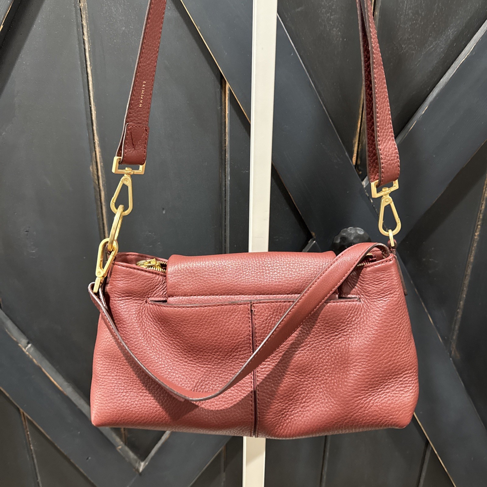 Hammitt VIP Satchel Studded Brushed Gold Leather Pomodoro Red Shoulder Bag – EUC
