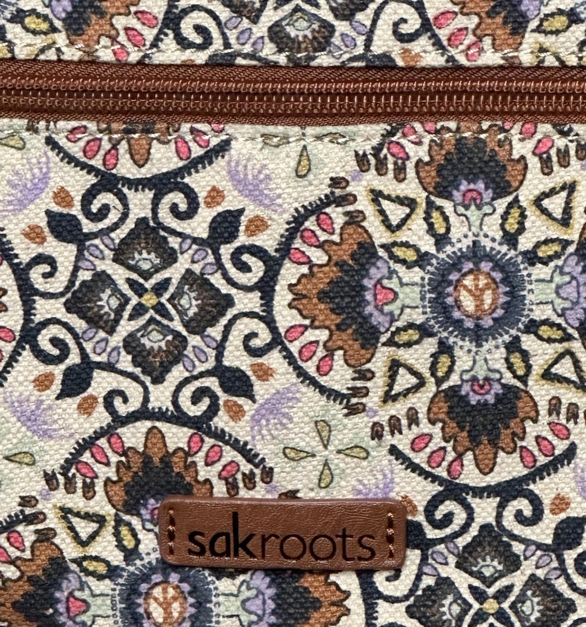 Sakroots Esperato Multi-Zip Crossbody Shoulder Bag Medium Cotton Linen Blend