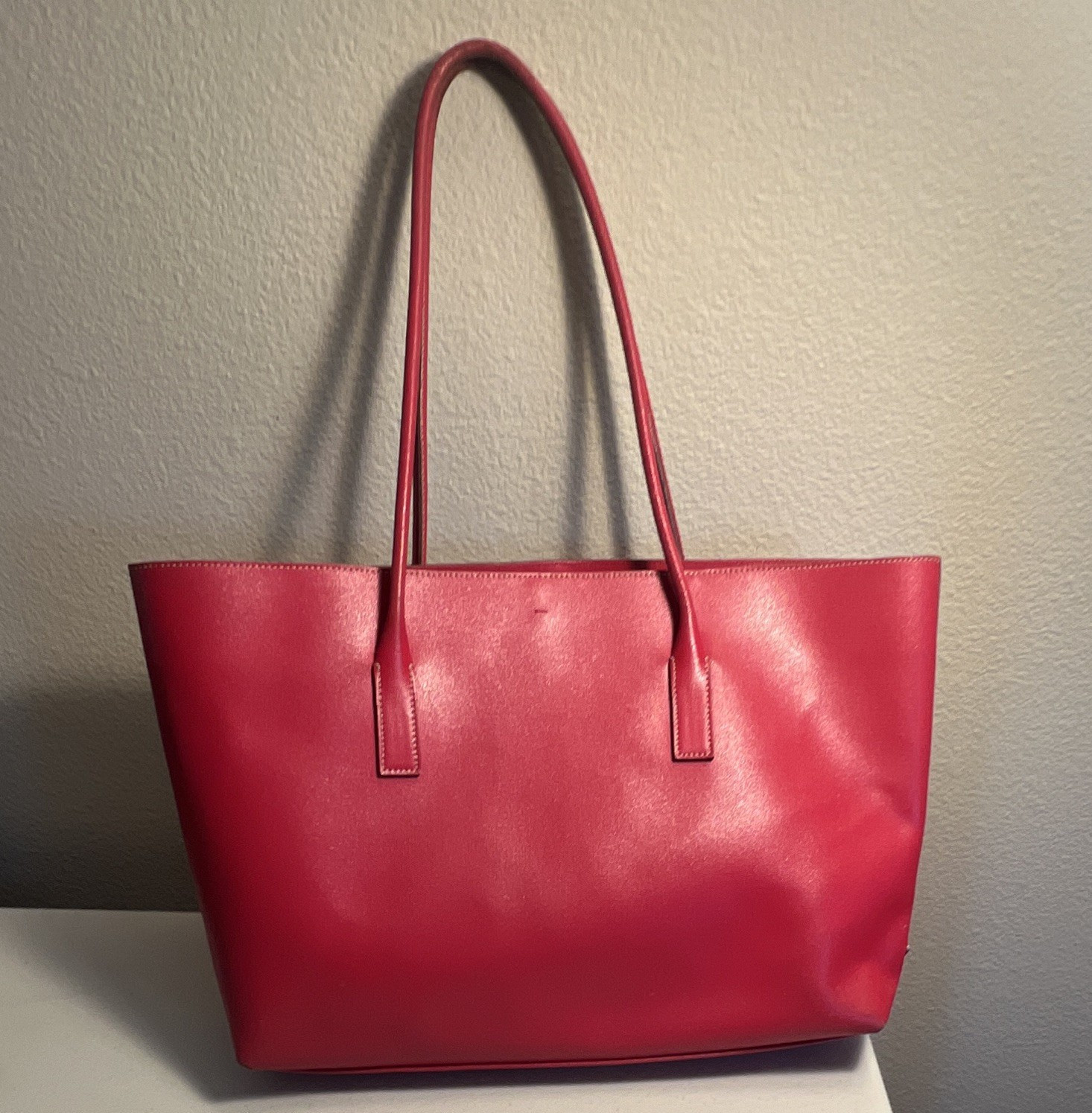 Prada Red Tote Bag w/ Double Handles & Detachable Zip Pouch