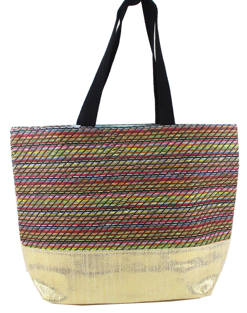 Paper Straw Multicolor Tote Bag O/S Shopper Overnight Boho Beach New with Tag