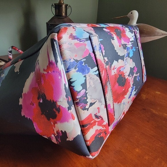 Kate Spade Adaira Laurel Way Floral Tote Blue Multi Coated Canvas Crossbody