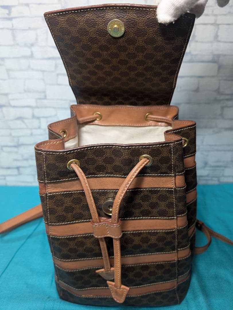 Celine Macadam Mini Backpack Border Pattern PVC Leather Vintage Shoulder Bag