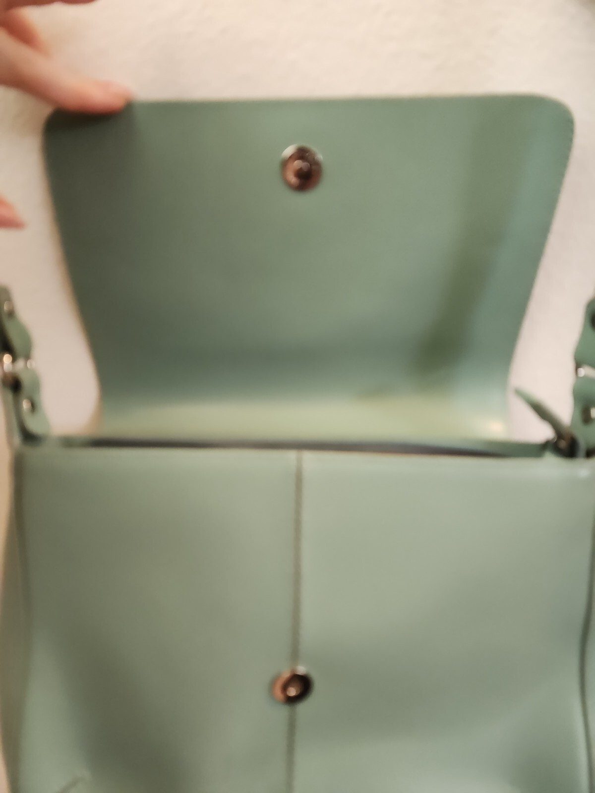 Vintage Lamarthe Paris Portofino Split Leather Crossbody Bag Purse Sage Teal