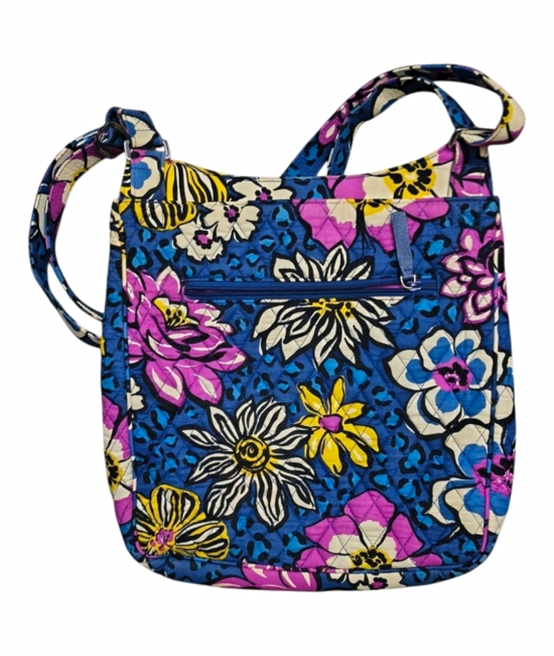 Vera Bradley Floral Quilted Crossbody Purse Blue Pink Shoulder Bag