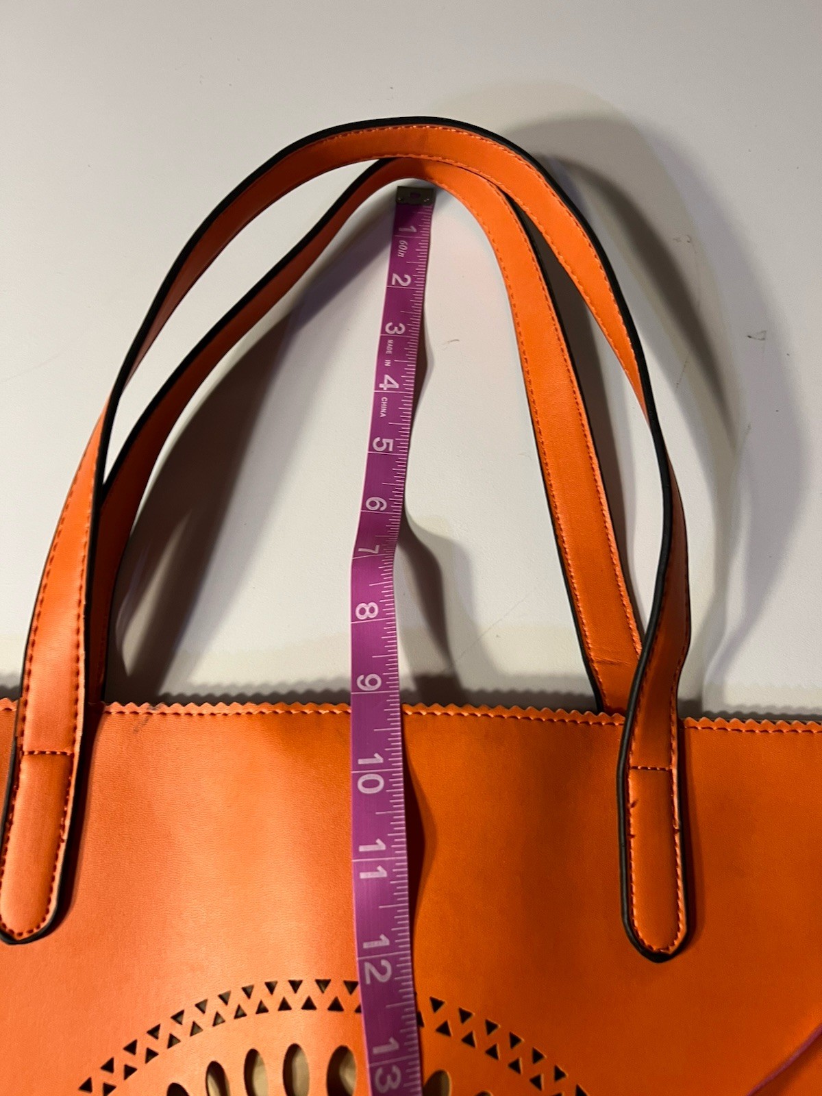 Preowned 2010 Neiman Marcus Bohemian Large Orange Tote Synthetic Leather Leather