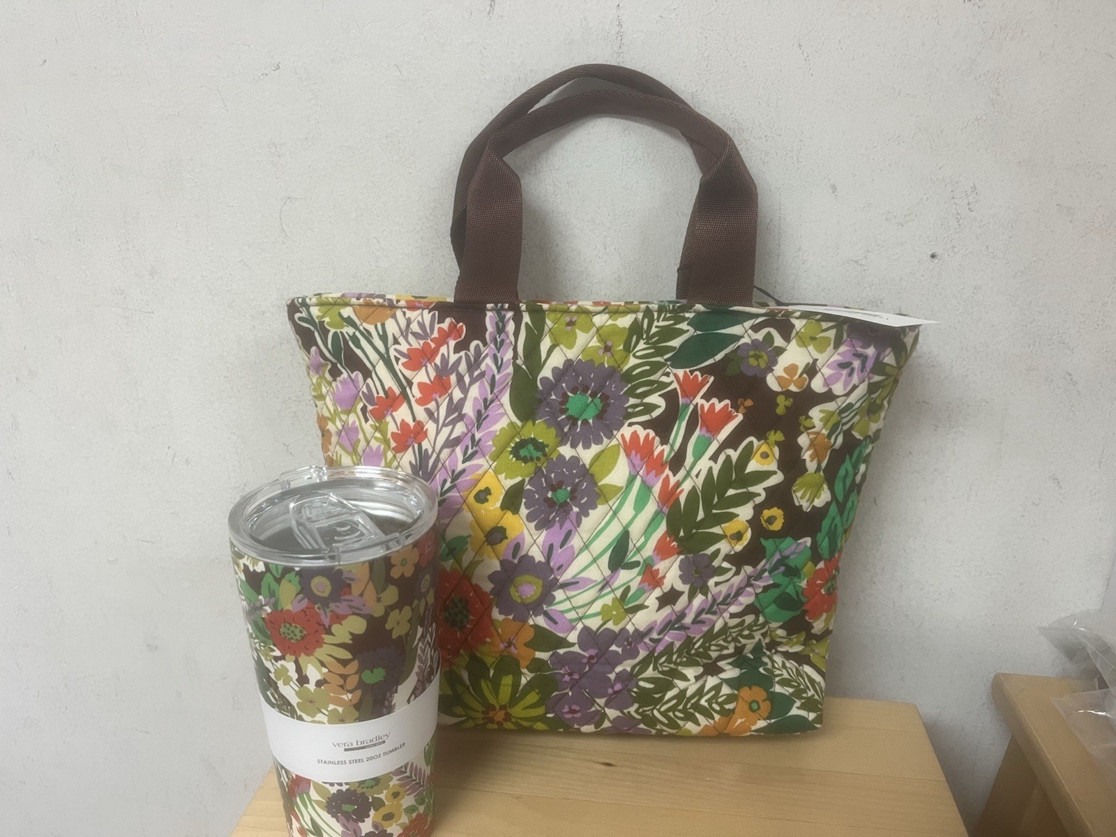 Vera Bradley Essential Lunch Tote Bag Evening Garden Cooler With Tumbler ❤️
