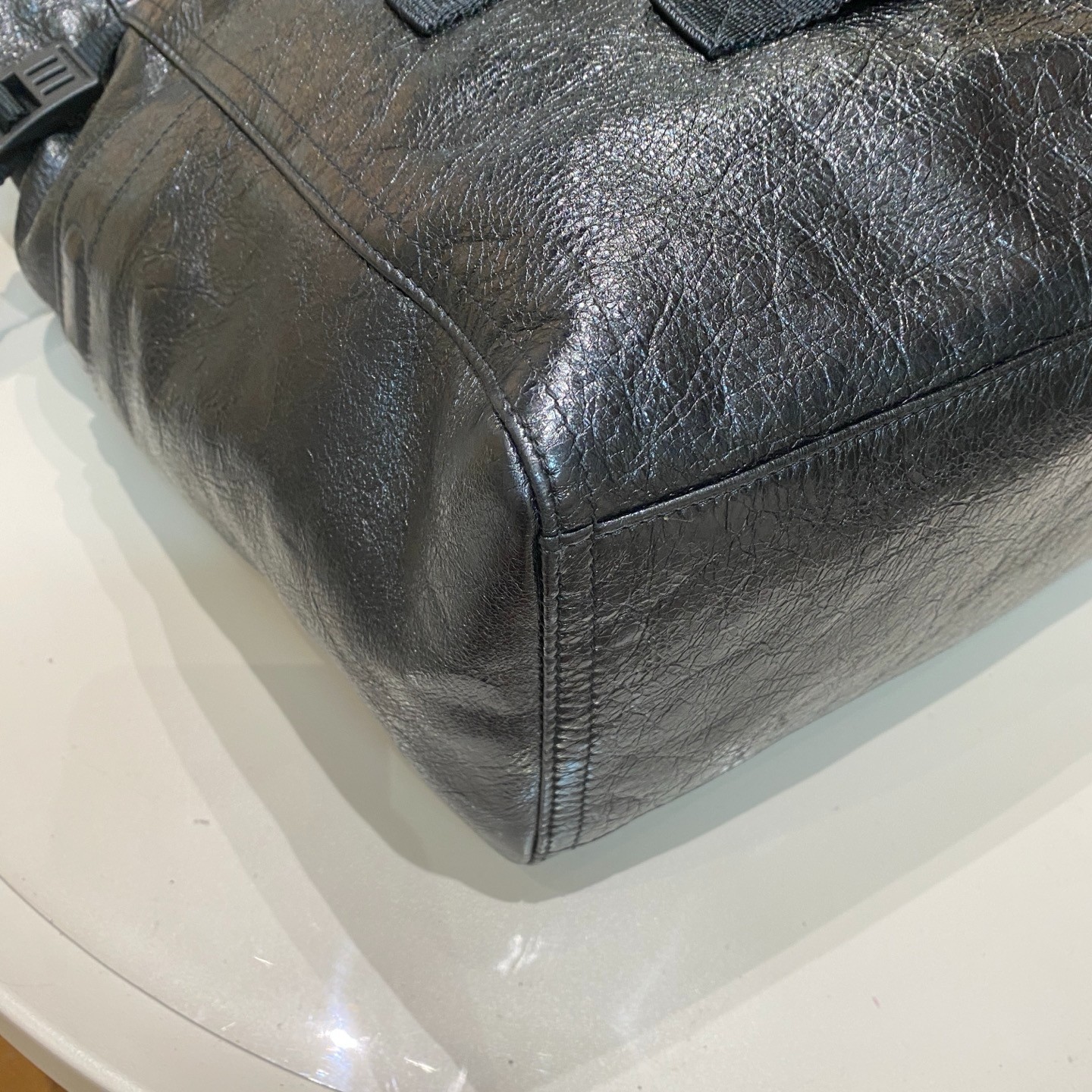 Preloved Balenciaga Army Drawstring Large Cargo Tote Bag Black Distressed Waxed