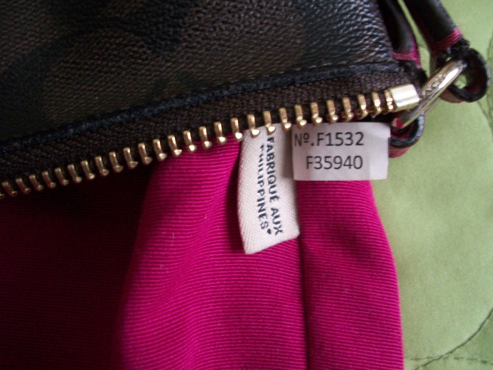 Coach North/South F35940 Brown/Pink Crossbody Bag with Signature Monogram