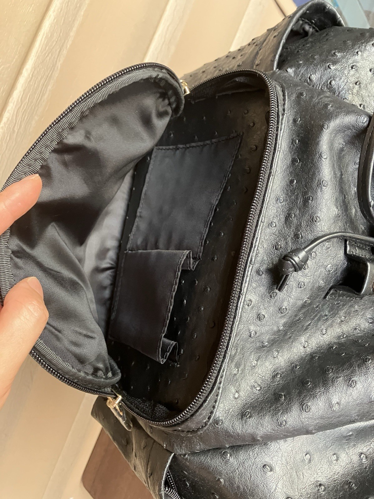 NEW Yuri Kojima Black Ostrich Skin Leather Backpack
