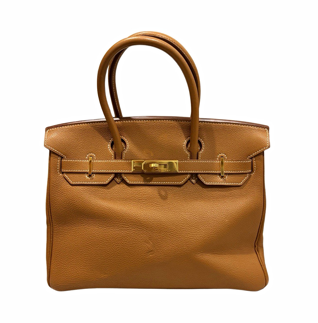 HERMÈS Birkin 30 Togo Gold with Gold Hardware w/ Lock Key