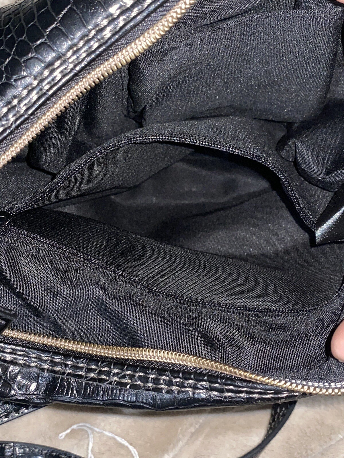 Unbranded Unknown Title Black Croc Embossed Hobo Carry All Purse.