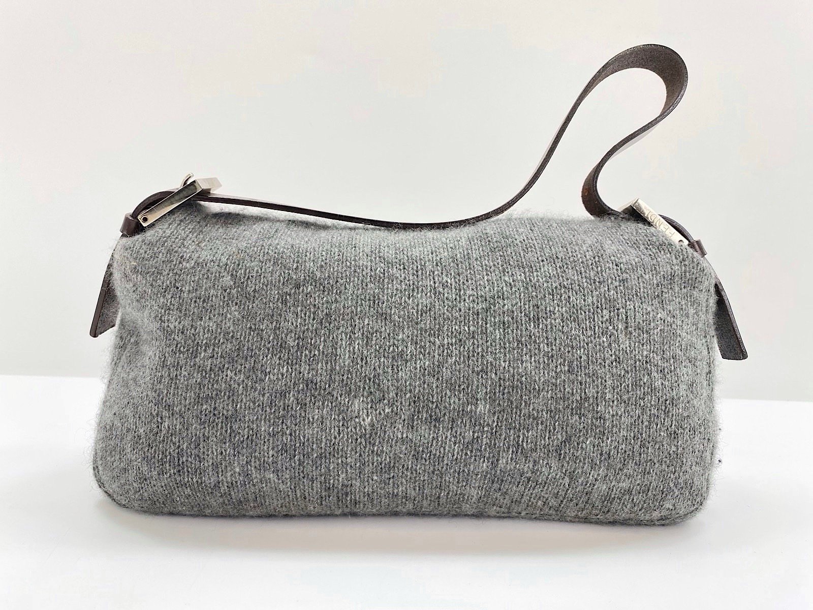 Fendi Cashmere Wool Gray Baguette Bag