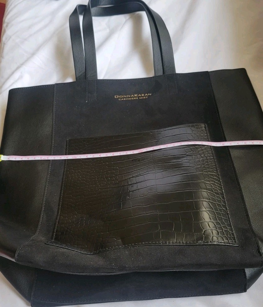Donna Karan Cashmere Mist Faux Leather Suede Tote Shoulder Bag BIN 1