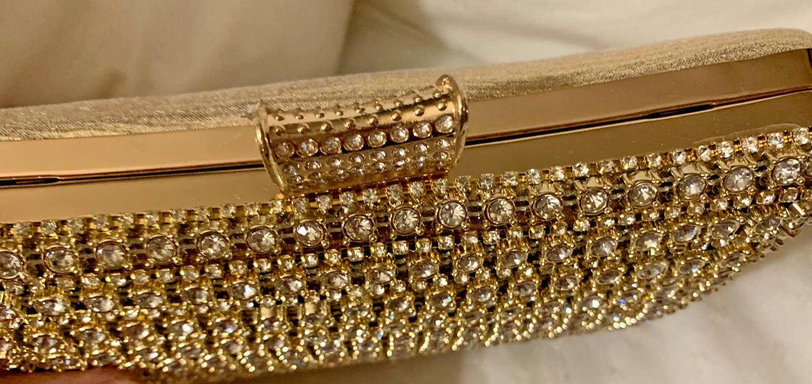 NWOT RHINESTONE Jeweled Hardshell Crossbody / Top Handle Evening Clutch Handbag