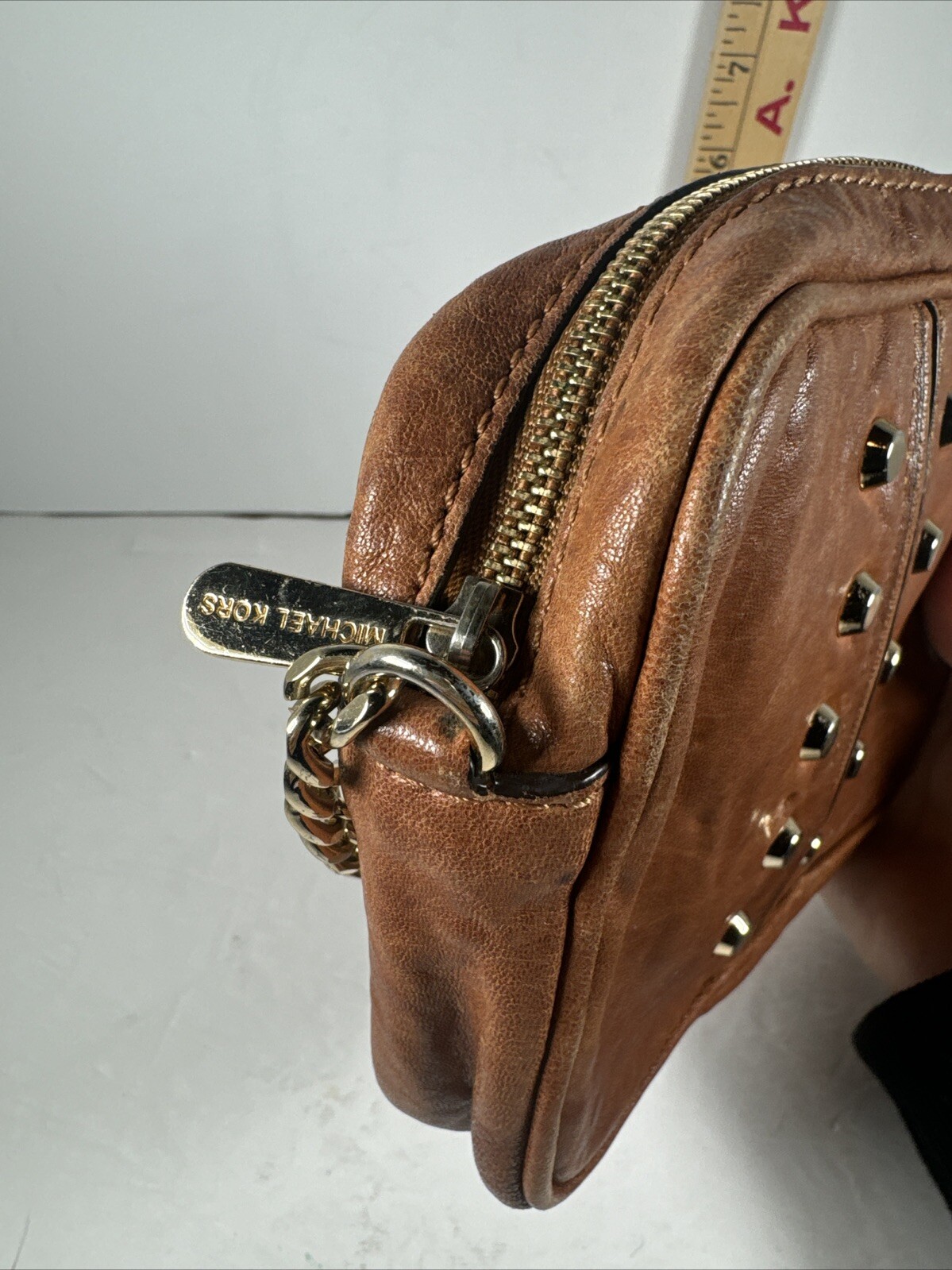 Michael Kors Leather And Chain Western Style Studded Crossbody Bag