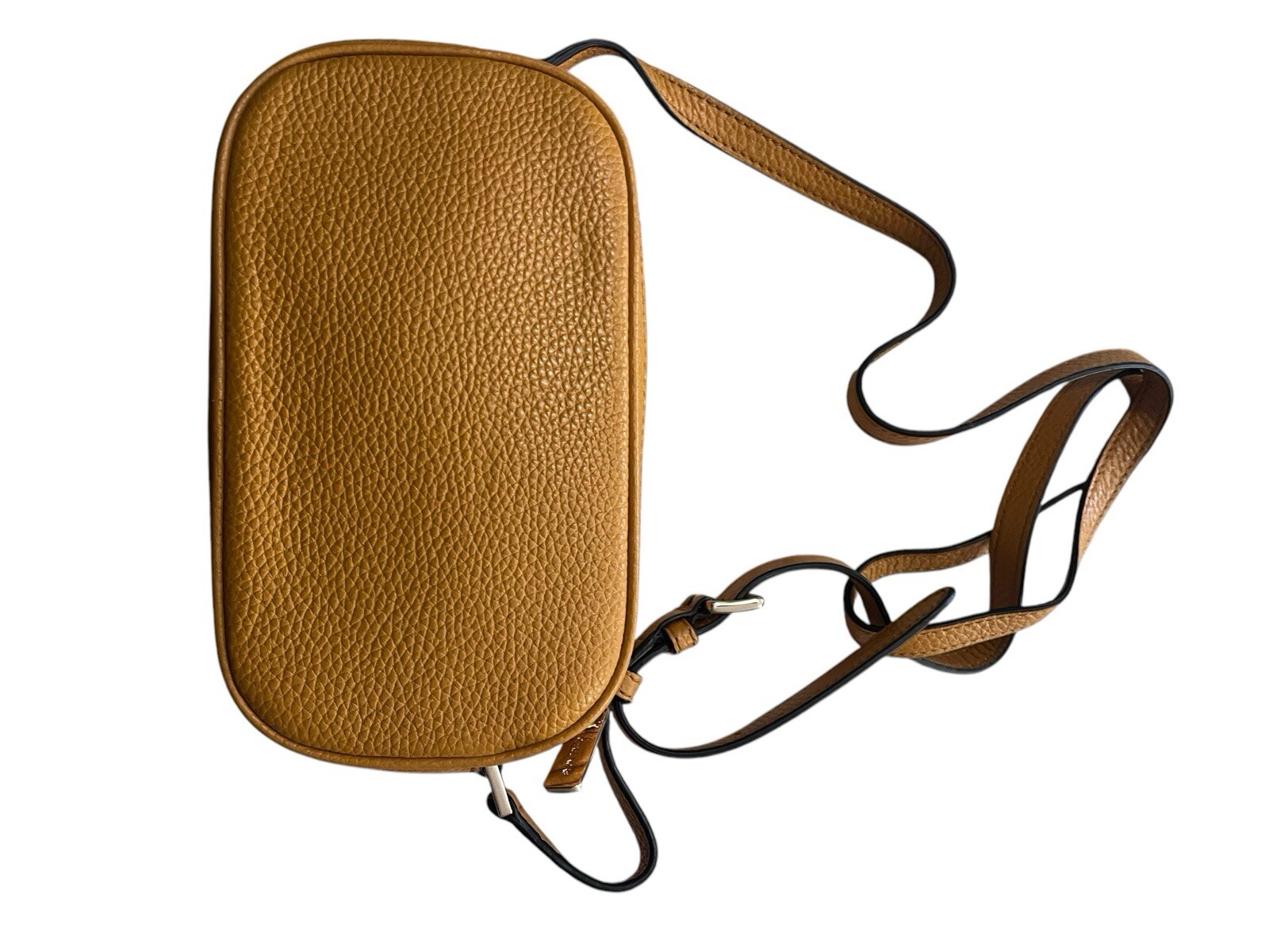 NWT MICHAEL KORS Fulton Double-Zip Leather Crossbody Bag Luggage/Gold Logo $140