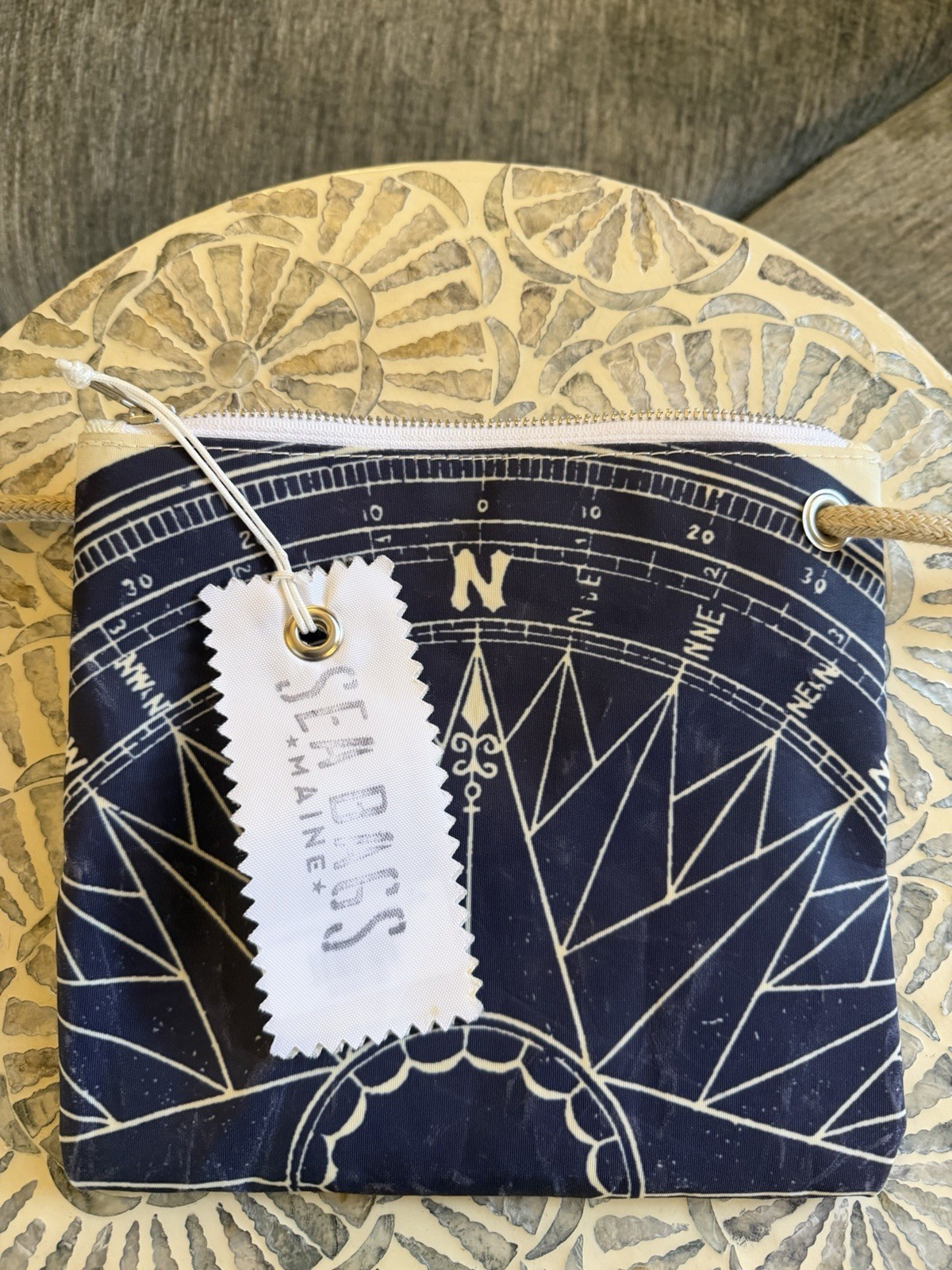 Sea Bags Maine True North Compass Crossbody Bag Navy Canvas NWT Made in USA