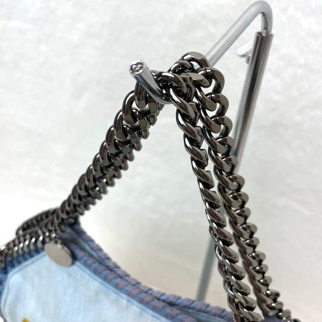 STELLA MCCARTNEY Falabella Tote bag Denim Floral embroidered 2way Authentic