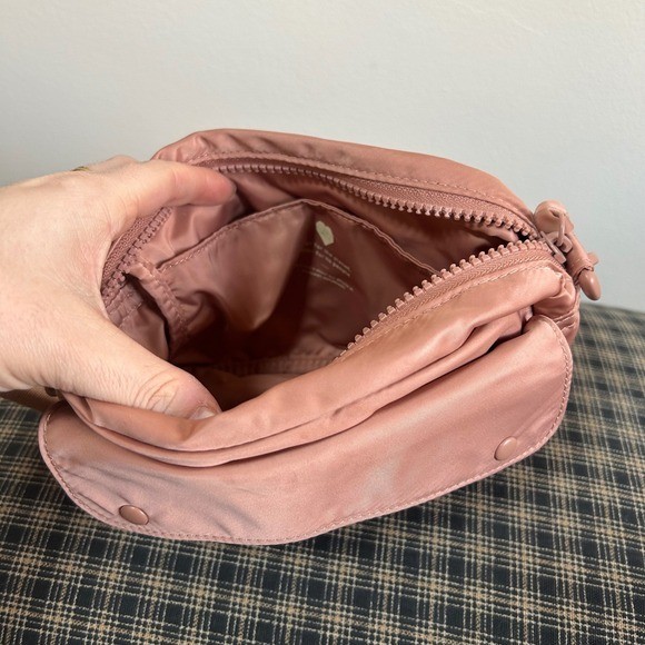 MWL Pink Nylon Crossbody Bag Small Flap Pockets Adjustable Strap