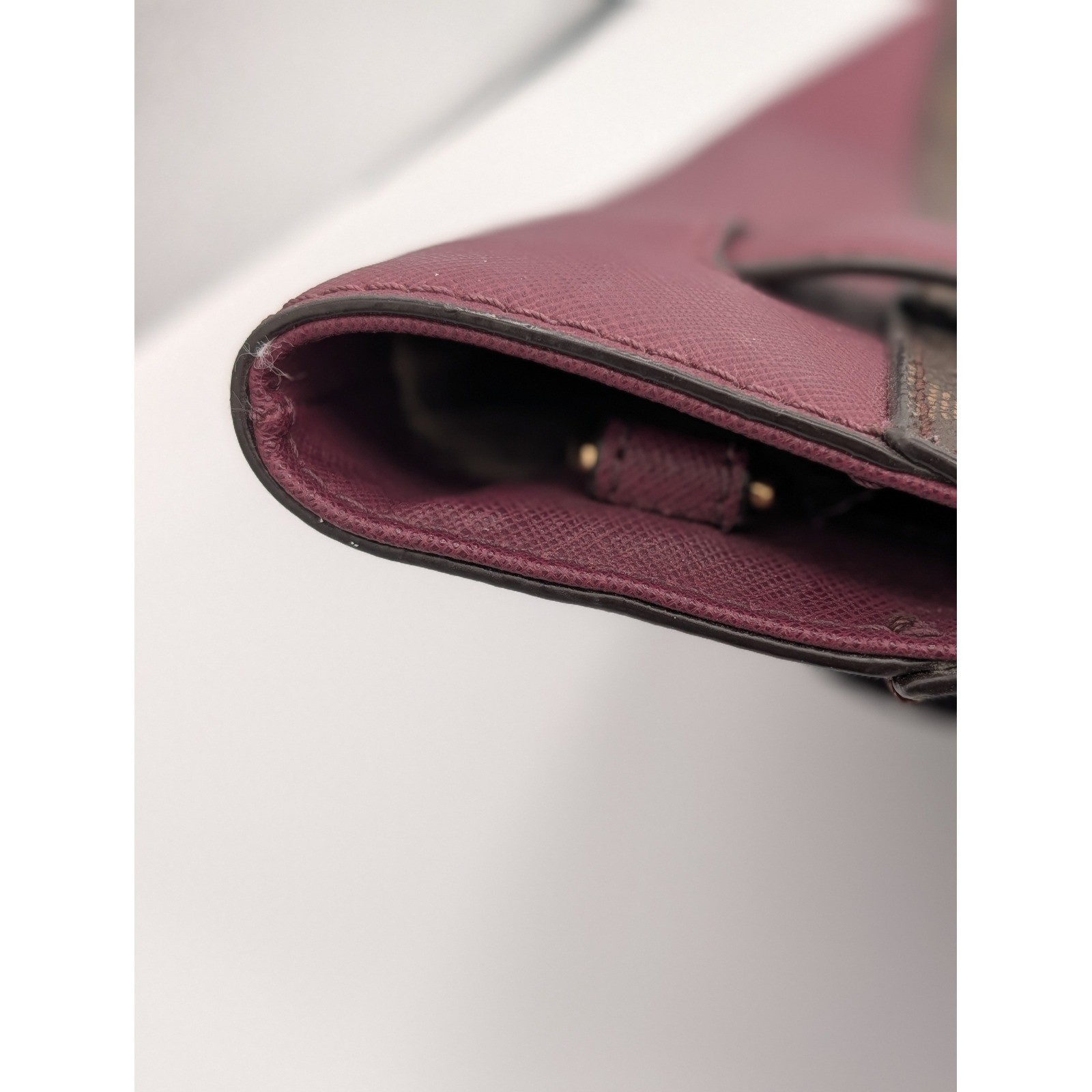 Michael Kors Hamilton Signature Tote & Wallet Plum Leather Trim Gold Hardware