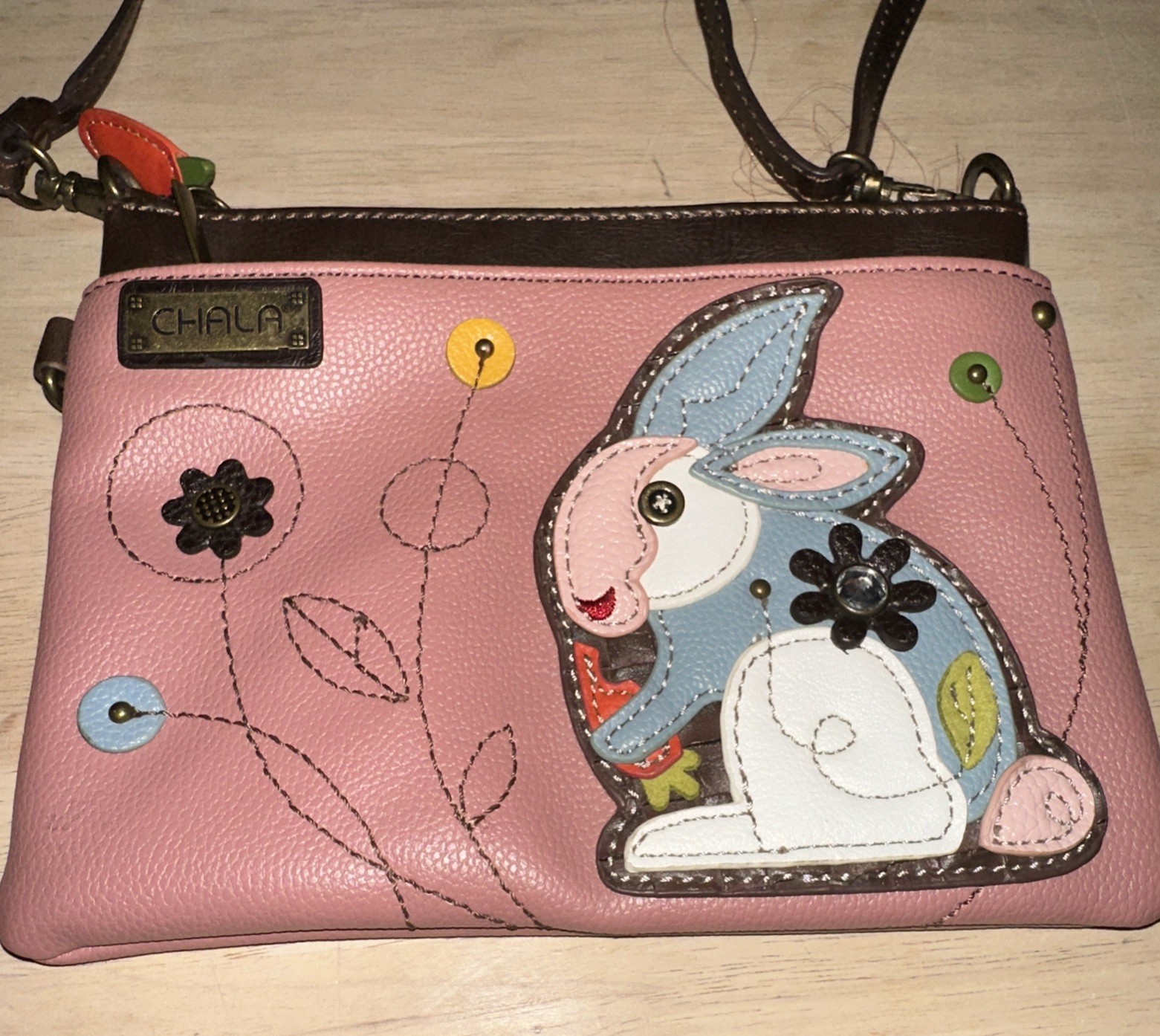 Chala Vegan Leather Mini Crossbody Purse Rabbit Bunny Adjustable Strap