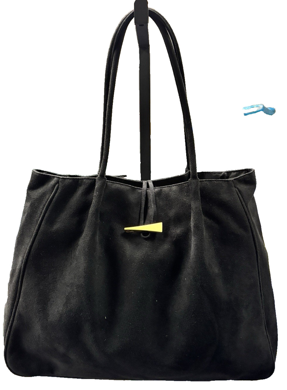 Donna Karan Cosmetics Shoulder Bag Tote Black Soft Faux Suede