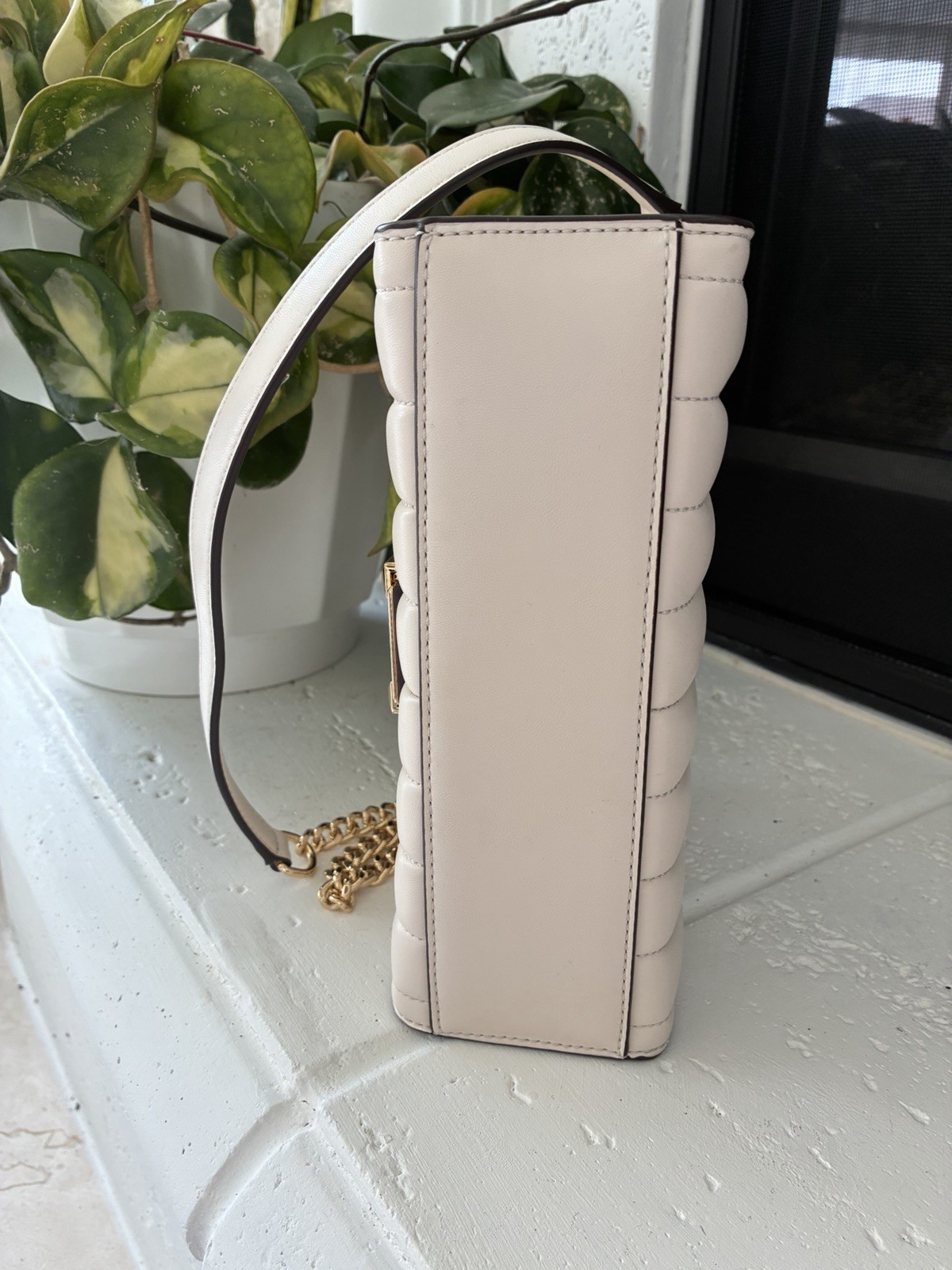MICHAEL KORS Whitney White Quilted Leather Shoulder Bag