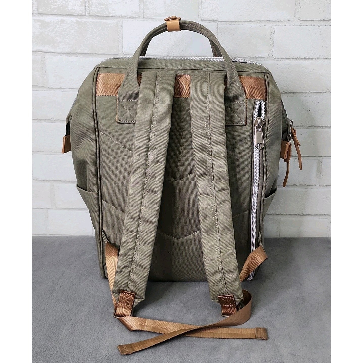 Himawari Laptop Backpack Unisex Large Olive Green Canvas Travel School Bag