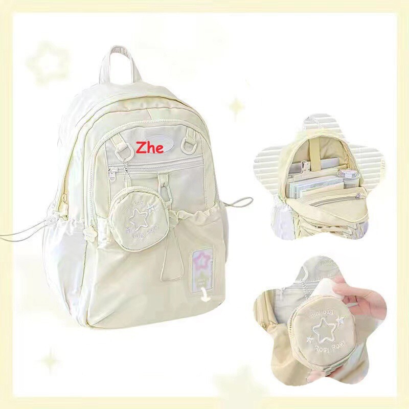 Women Unisex Girl Cute Cartoon Student School Bag Drawstring Shoulder Backpack
