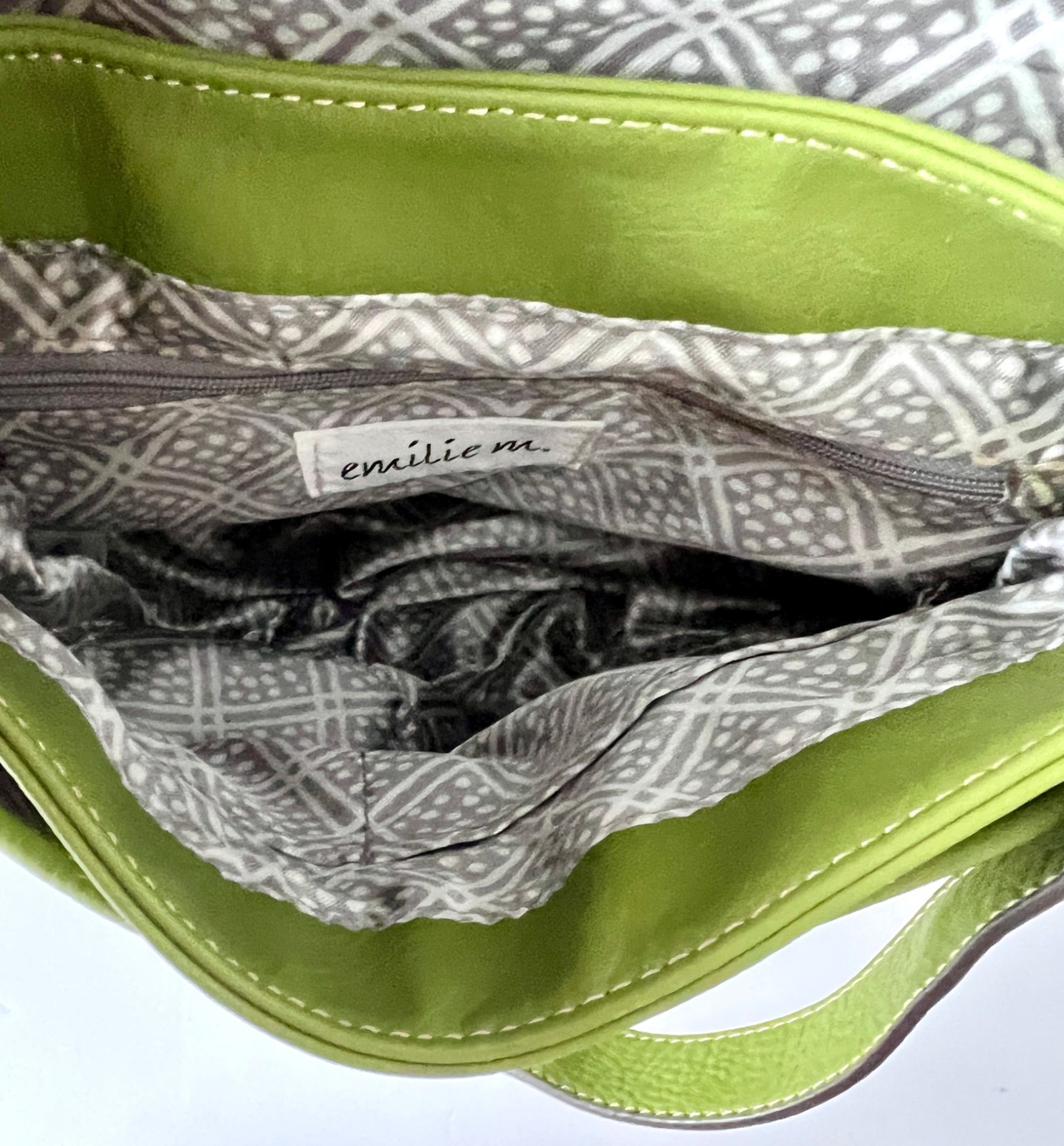 Emilie M Olive Green Simulated Leather Shoulder or Crossbody Bag, EC