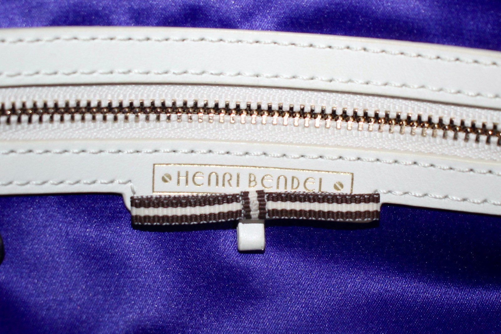 HENRI BENDEL Leather Trimmed Wool Crossbody Gray Tweed Fabric Black & Gold Trim
