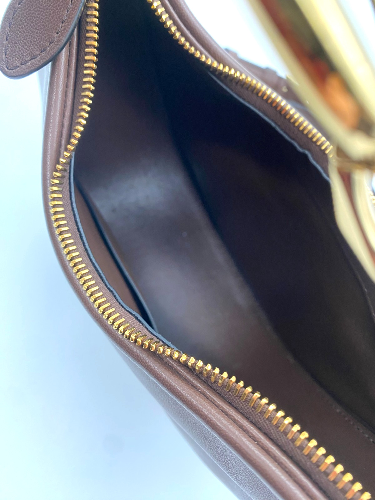 Valentino Garavani VLogo Moon Hobo Mini Brown Calf Leather Shoulder Bag – Auth