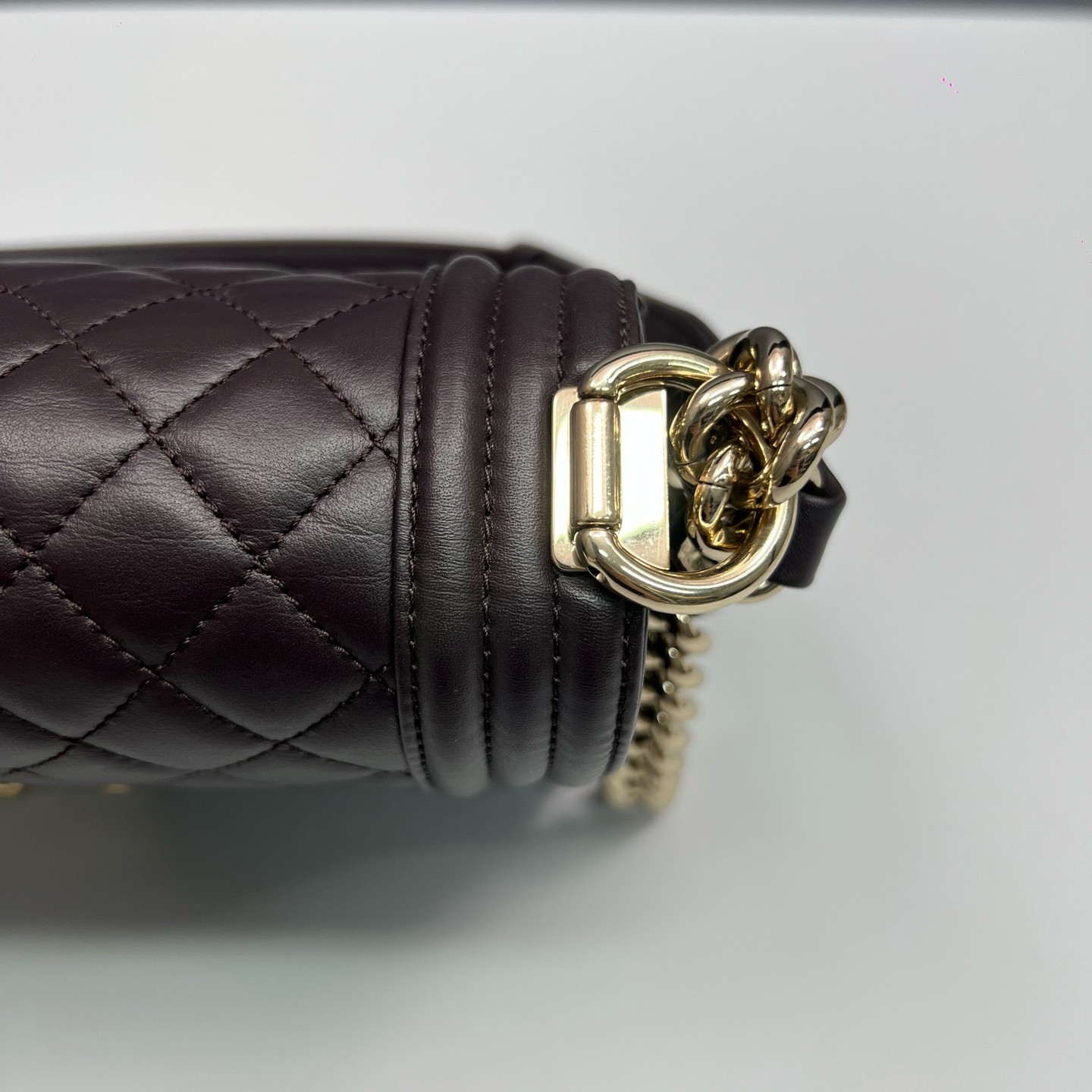 Chanel Le Boy Medium Deep Burgundy Calfskin Crossbody Shoulder Bag Duty Paid