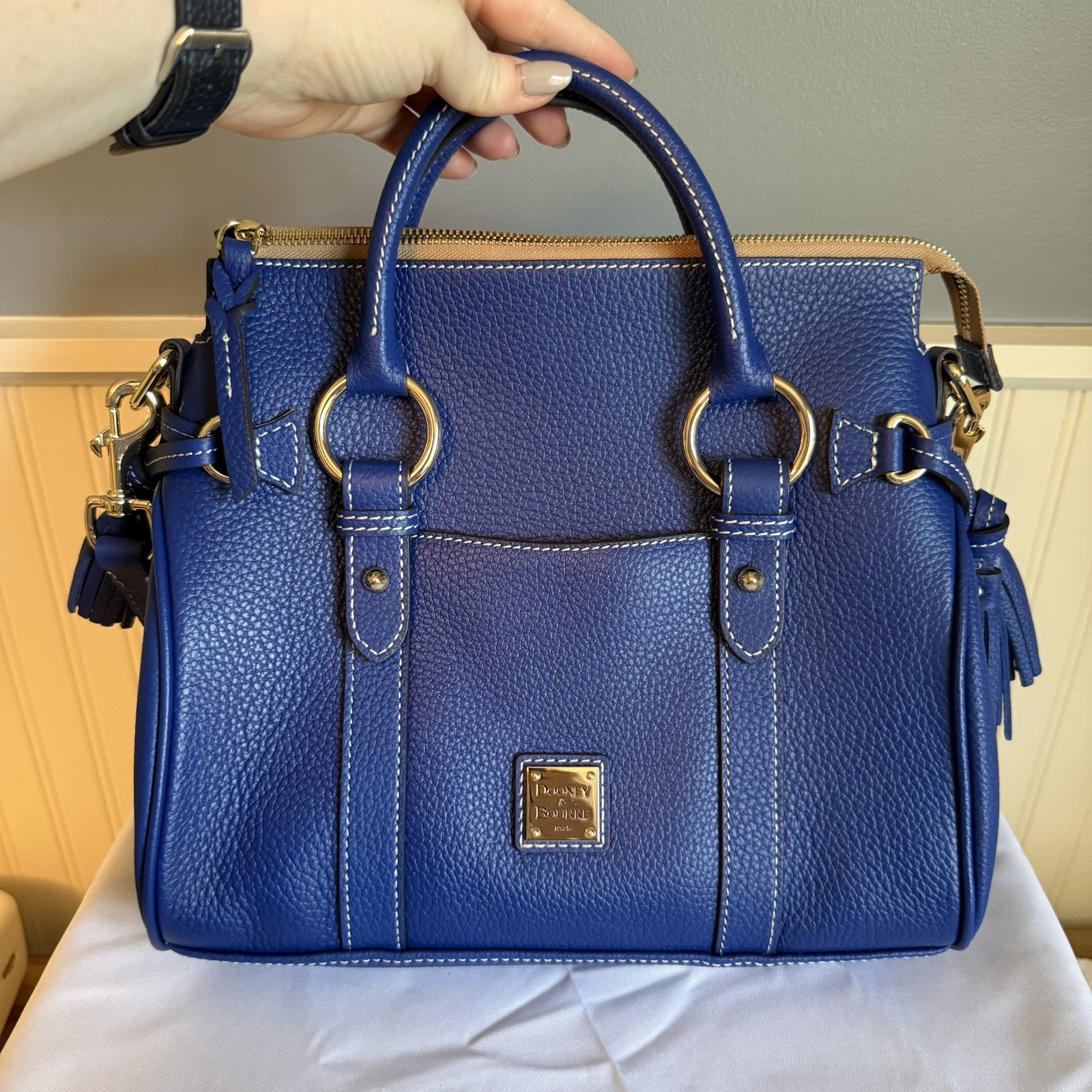 Dooney & Bourke French Royal Blue Sorrento Satchel 30 Crossbody Bag Purse New