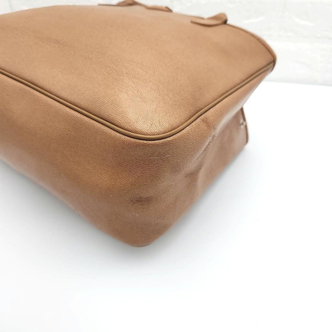 Longchamp Hand Bag Tote Purse Logo ROSEAU Leather Camel Authentic