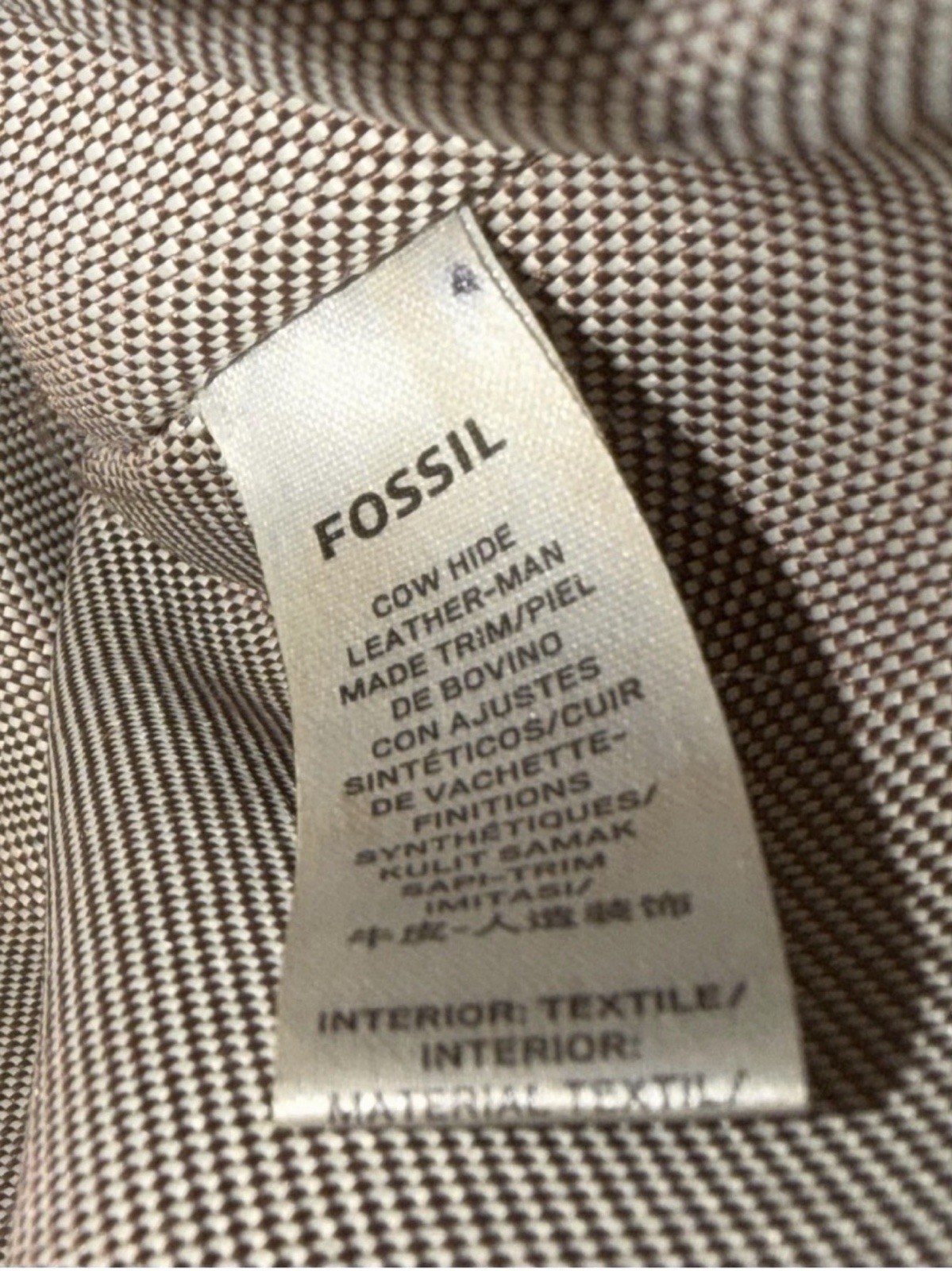 Fossil Brown Pebbled Satchel Top Handle Zip Detachable Strap Gold Hardware