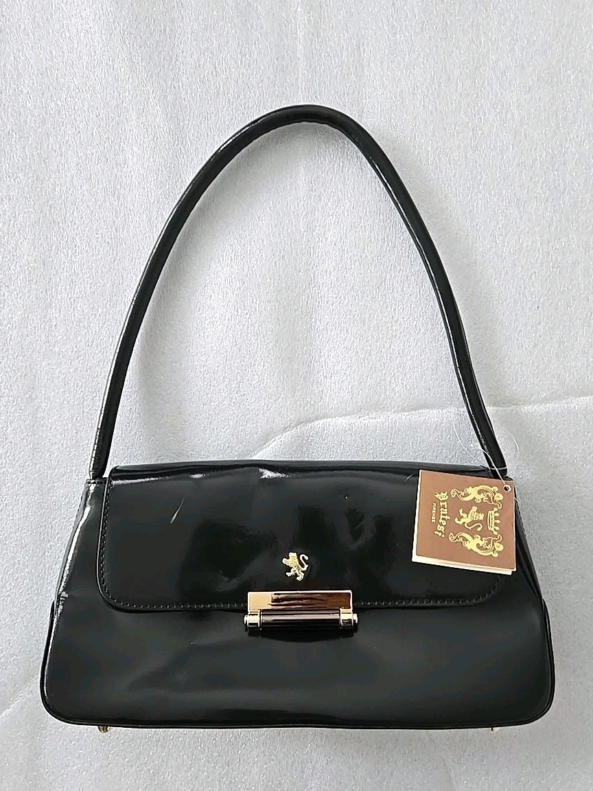 Pratesi Firenze Black Barchetta Leather Shoulder Handbag R290 Made In Italy
