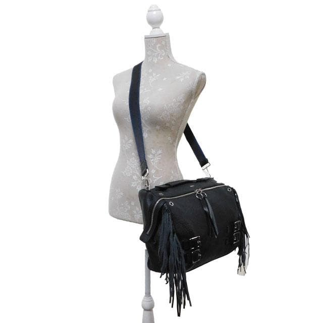 Furla Icarus Leather Messenger Bag Black Men’s Shoulder Japan 0610060