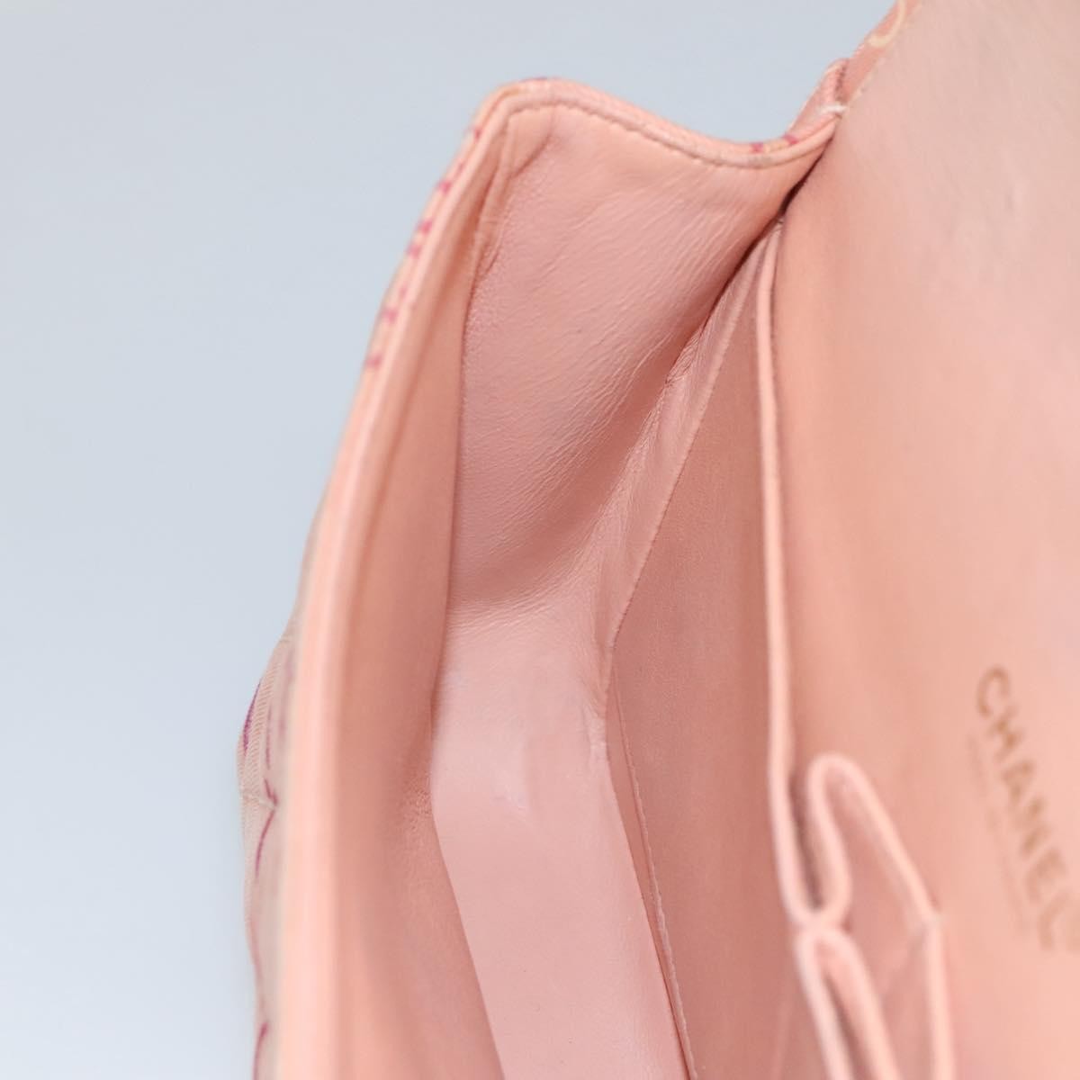 CHANEL Matelasse 25 COCO Icon Chain Shoulder Bag Canvas Pink CC Auth 115714