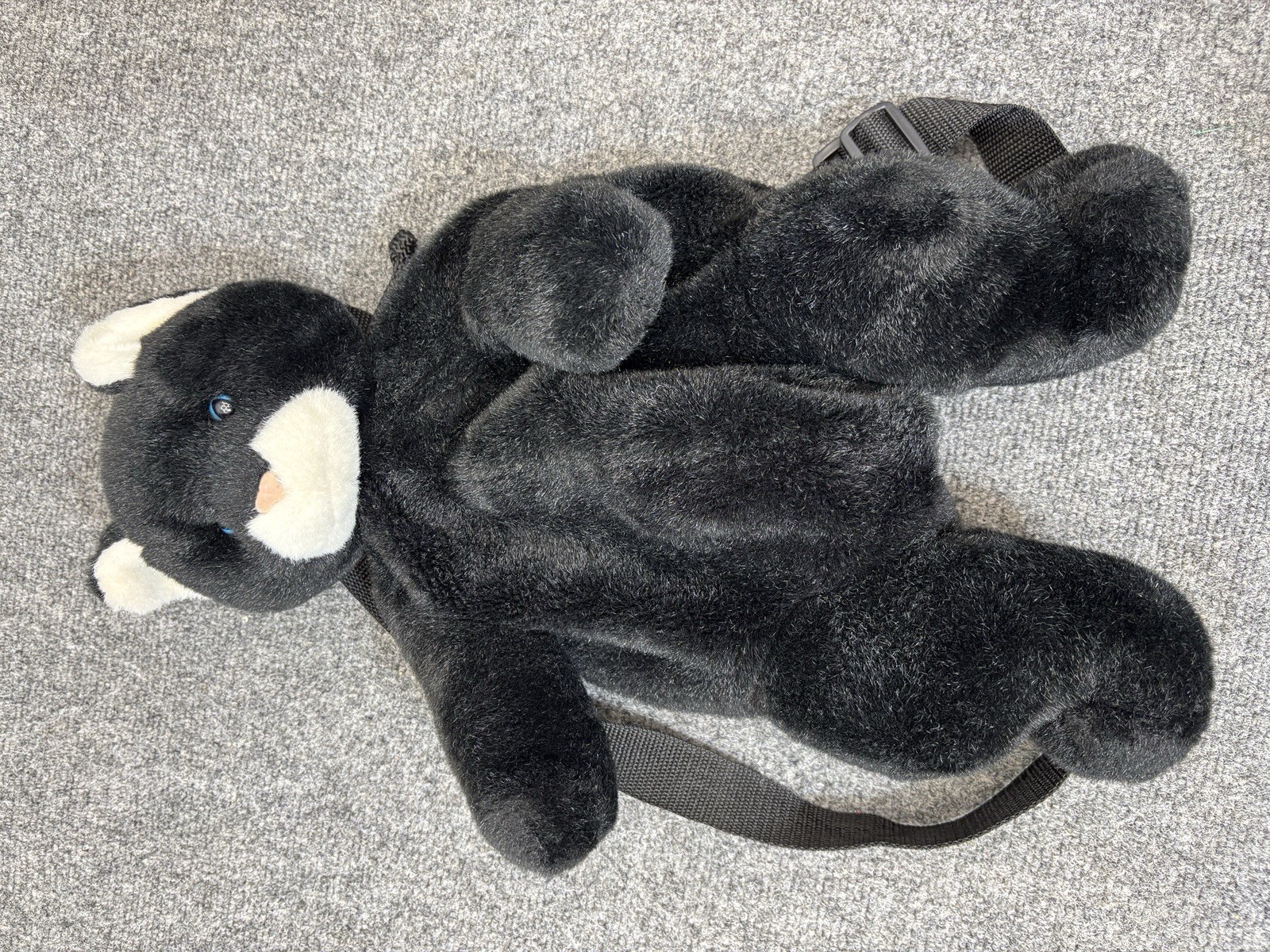Vintage Black Cat Plush Backpack Mango Teddy Bear Co Adjustable Straps 90’s