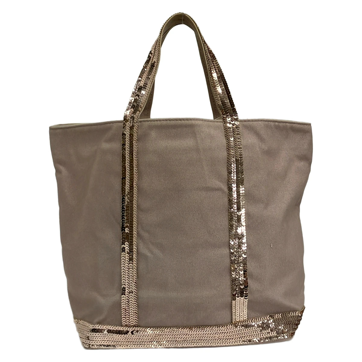 vanessa bruno Beige Rose Gold Canvas Sequins Tote Bag