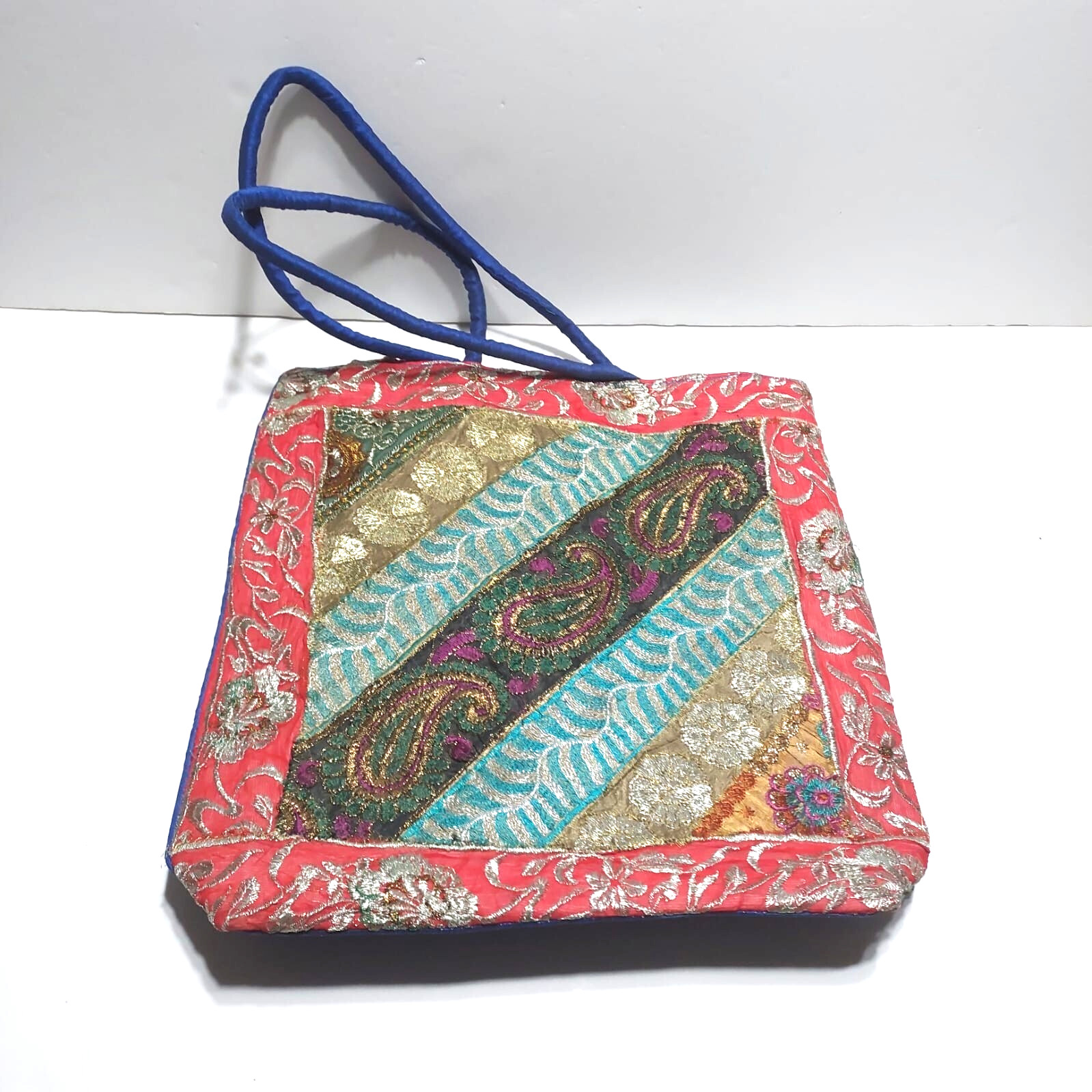 Large embroidered shoulder bag, Palestinian handmade, colorful, size 36 *37 cm