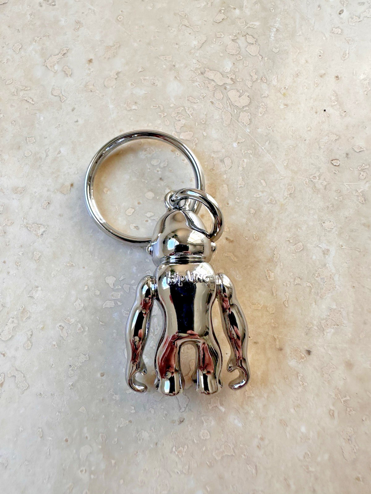 NWOT KIPLING Silver Metal Monkeys Key Chain Ring Bag Charm Fob