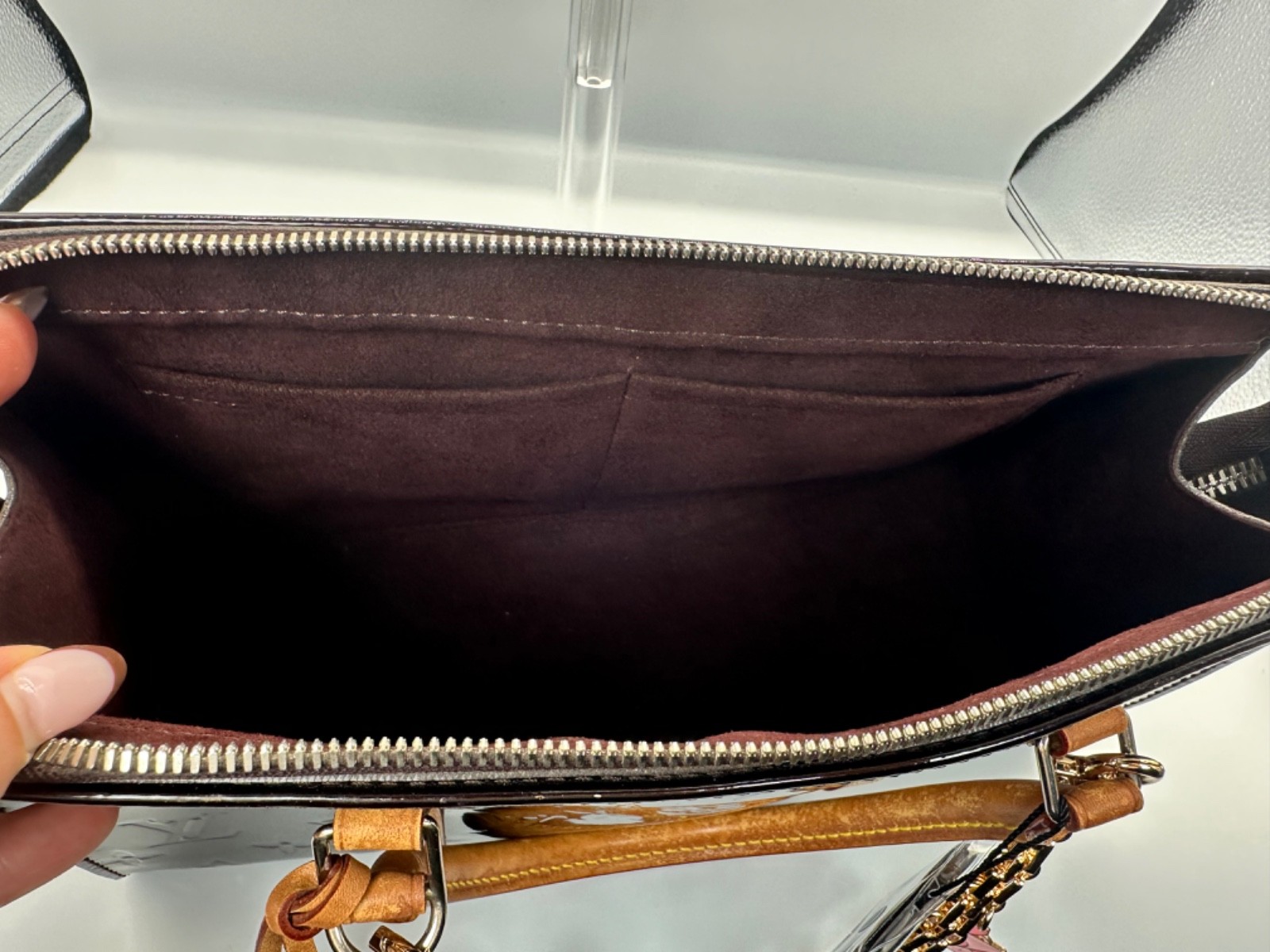 Louis Vuitton Vernis Neo Triangle Amarante Patent Leather Bag w/ Charm & COA